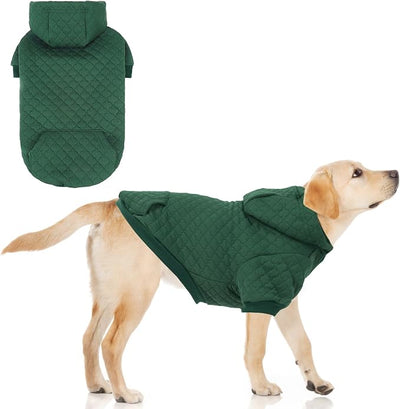 KOOLTAIL Dog Hoodie for Small Medium Large Dogs, Ultra-Warm & Soft Winter Fall Fleece Dog Hooded Sweatshirt Clothes Sweater, Lightweight Pullover Coat for Boy Girl Bulldog Pitbull Puppy Cats,Green M-L