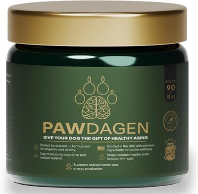 Dog Longevity Supplement - NMN, Lions Mane, Curcumin, CoQ10 All Breeds & Ages + Senior Dog Vitamins - 14 Ingredients - Cellular Vitality, Brain Health - Made in USA - 1-3 Months Supply