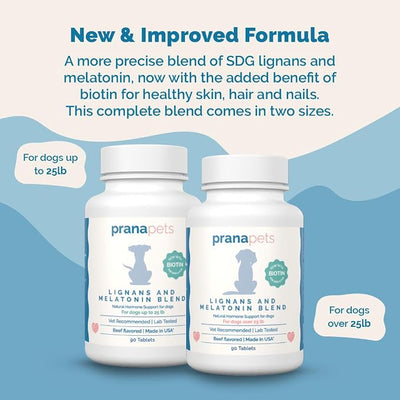 PranaPets Lignans & Melatonin with Biotin Blend Naturally Aids in Relieving Symptoms of Cushing’s in Dogs Over 25 lb | Promote Healthy Balance & Overall Well-Being