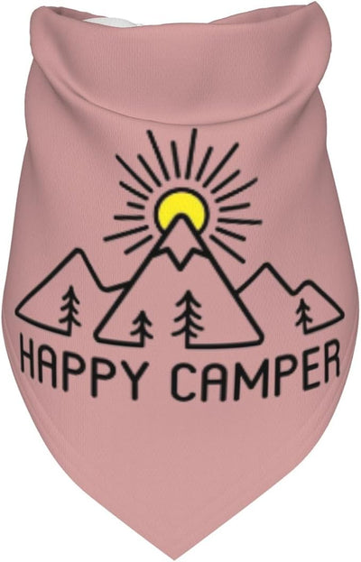 Happy Camper Summer Dog Bandana，Adorable Puppy Accessory for The avid Camper ，Pet Neckerchief for Pets Daily Wear Photo Prop Party Supplies,Funny Cute Dog Bandana (Pink)