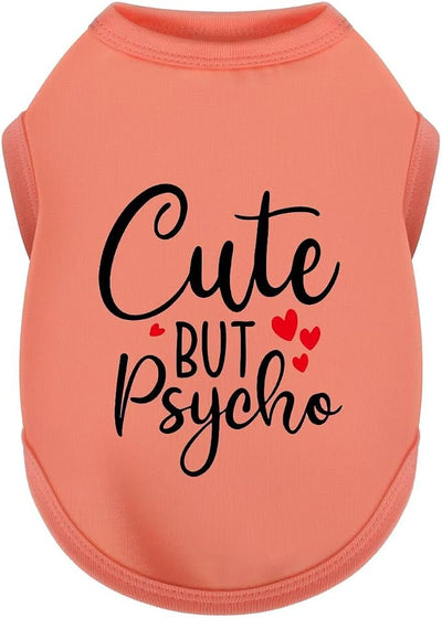 Stylish Dog Clothes: Expressive Cotton Puppy Shirt Vest for Small and Medium Dogs, Featuring 'Cute but Psycho' Slogan Print - Perfect for Showing Off Your Pet's Unique Style! Watermelong Red M