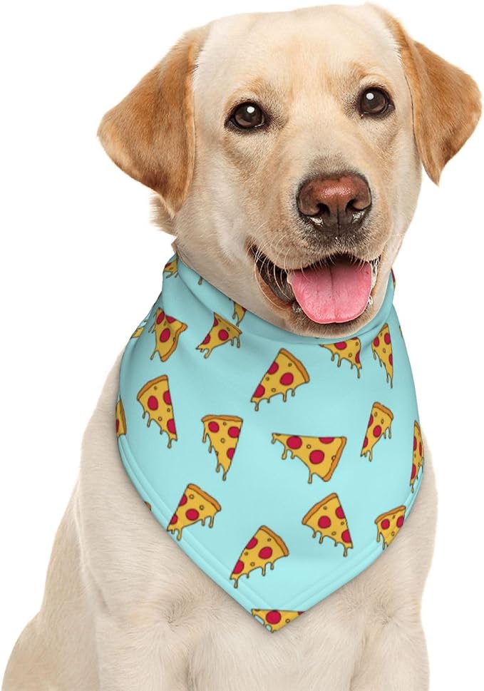 Pizza Blue Food Dog Bandana Scarf Triangle Bibs Pet Accessories Cat Kerchief