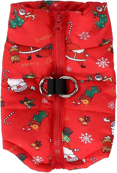 Winter Waterproof Windproof Dog Jacket - Warm Vest Coat for Small & Medium Dogs - Not Suitable for Big Dogs - Santa Small