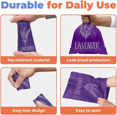 Best Pet Supplies Dog Poop Bags for Waste Refuse Cleanup, Doggy Roll Replacements for Outdoor Puppy Walking and Travel, Leak Proof and Tear Resistant, Thick Plastic - Purple (Scented), 240 Bags