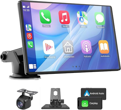 VUKARUAL Wireless Carplay and Android Auto Screen for Car, 7" HD Portable Touch Screen Car Stereo with Bluetooth, Backup Camera, Navigation, Mirror Link for All Vehicles