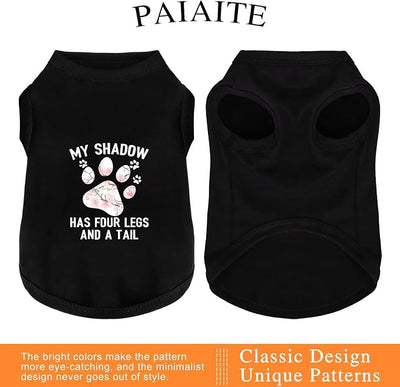 Discover Cozy Cotton Canine Wear: Soft, Lightweight, and Breathable Dog Shirt Vest with Eye-Catching Graphics (My Shadow HAS Four LESGS and A Tail), Keeping Your Furry Friend Warm! Black S
