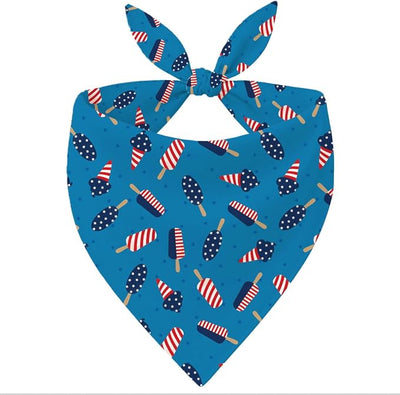 4th of July Dog Bandana, Patriotic Popsicle Pet Triangle Scarf for BBQ Parade Summer Party Outfit, Ice Cream Neckerchief for Small Medium Dogs, Puppy Gift