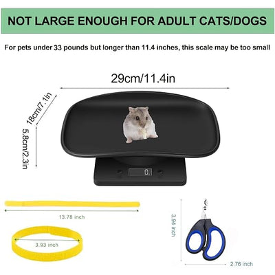Puppy Scales for Weighing, Multi-Function LCD Digital Puppy Scale for whelping with 15 Puppy Collars,Tape Measure＆Nail Clipper, Baby Scales for Small Dogs Cats Crawl Pet, Capacity up to 33 lb
