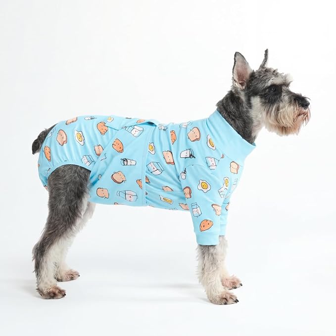 Spark Paws Dog Surgery Recovery Suit – Dog Recovery Suit After Surgery, Anti-Lick Dog Onesie, Abdominal Wound Protector, Soft Cone Alternative for Spay Neuter Male Female Pet Recovery - Breakfast, M
