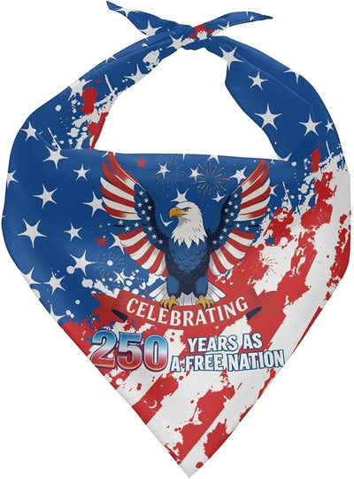 KEIAHUAN 250th Anniversary Dog Bandanas 4th of July Patriotic Pet Bandanas Independence Day Triangle Pet Bibs Scarf Holiday Costume Gift