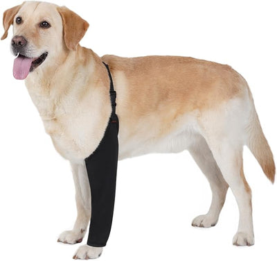 BARKLESS Dog Recovery Suit for Front Leg After Surgery, Breathable Dog Front Leg Sleeve for Male/Female to Stop Licking, Single Sleeve for Left/Right Joint Wound Cover, Cone Alternatives (Black, XL)