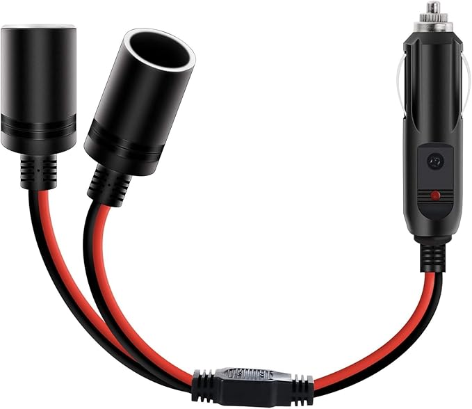 Nilight Car Cigarette Lighter Splitter Plug Socket 2-Way Splitter Splits 1 Car Cigarette Port to 2 DC Ports Power Charger Port Splitter Adapter with 15A Inline Fuse,2 Years Warranty