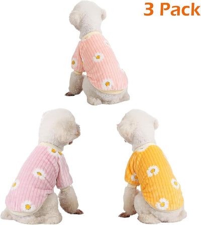 Dog Sweater, 3 Pack Dog Sweaters for Small Dogs, Dog Clothes for Small Dogs Girl Boy, Ultra Soft and Warm Puppy Sweater Dog Coat for Winter Christmas (XS, Dy Pink+Dy Purple+Dy Yellow)