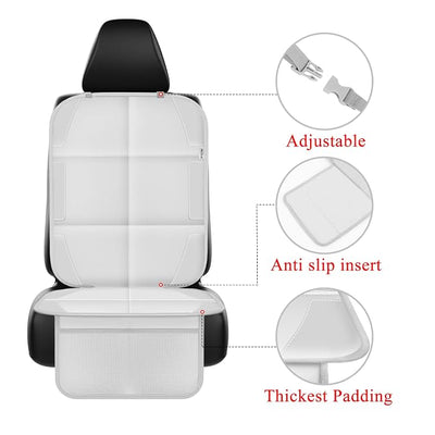 Meolsaek Car Seat Protector for Child Car Seat, Durable 600D Fabric Waterproof Car Seat Cover with Thick Pad Non-Slip Backing，No Imprints (Light Gray-1 pc)