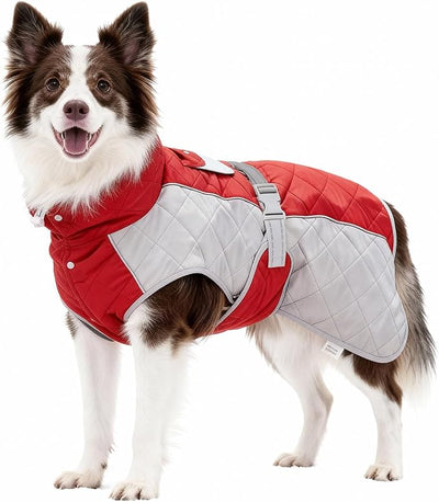 Dog Coat Dogs Jacket Waterproof Reflective Adjustable Dog-Winter Coats for Small/Medium/Large Dogs Dachshund Coat-(Red, XXX-Large)