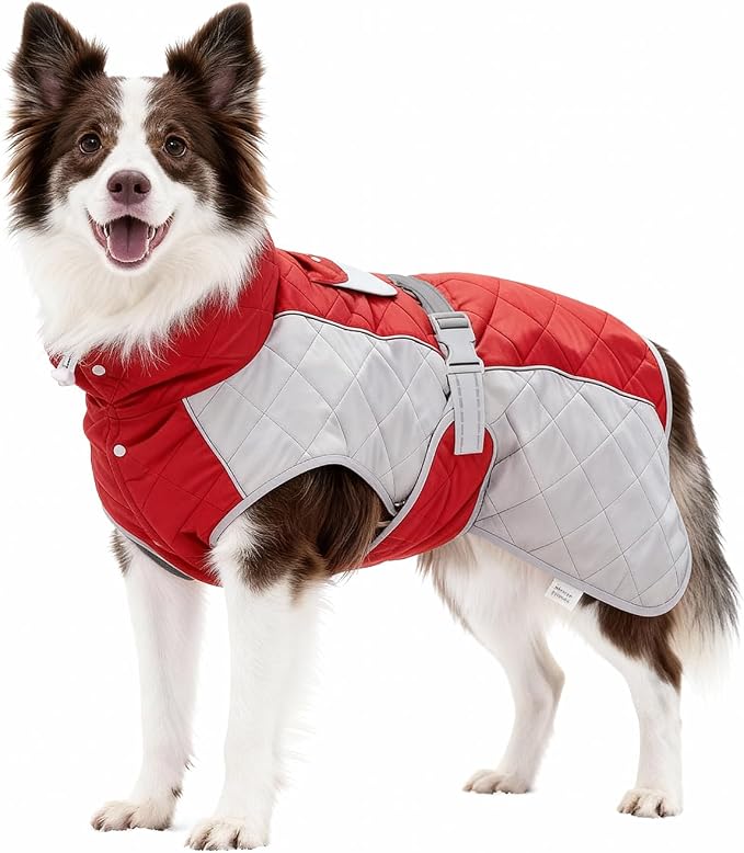 Dog Coat Dogs Jacket Waterproof Reflective Adjustable Dog-Winter Coats for Small/Medium/Large Dogs Dachshund Coat-(Red, X-Large)