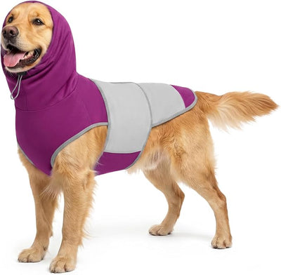 Dog Thunder Vest, Anxiety Relief Shirt with Noise-Reducing Hood, Calming Wrap, Gentle Compression Jacket for Thunder Storm, Fireworks Separation Stress, Fireworks,M, Purple
