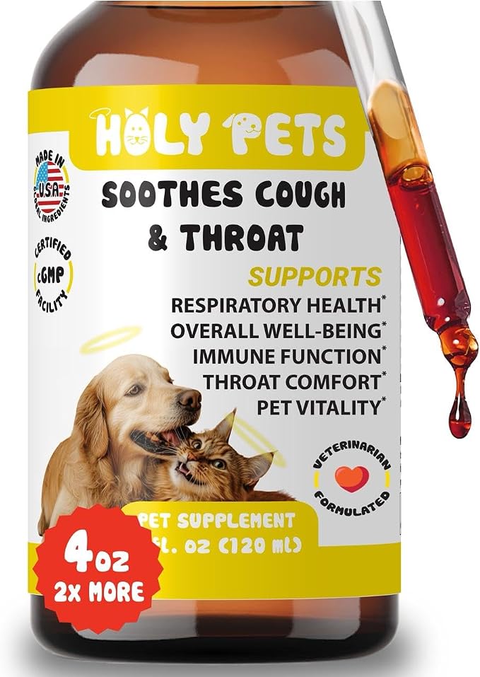Cough Medicine for Dogs & Cats, Kennel Cough Treatment, Respiratory Infection Support - Sneezing Relief & Cough Treatment - Pet Asthma Support - Made with Natural Ingredients in The USA (4oz)