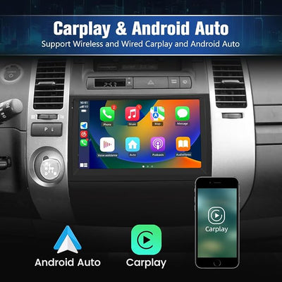 Junsun 4Core Car Radio Stereo for Toyota Prius 2003-2009 with Android 13 Wireless CarPlay Android Auto Bluetooth GPS Navigation AHD Backup Camera