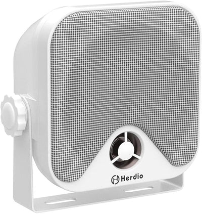 Herdio 4 Inches Marine Box Bluetooth Speakers -Compact Waterproof Audio Sound System with 100 Watt Power for Boat Golf cart Jeep ATV UTV Truck Heavy Duty Powersports Vehicles Courtyard (White)