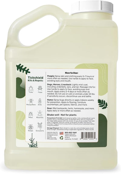 Cedarcide Extra Strength Tickshield | Deep Woods Cedar Oil Tick & Mosquito Repellent Spray for People, Pets, & Indoors | Kills & Repels Fleas, Ticks, Ants, Mites & Mosquitoes | Gallon