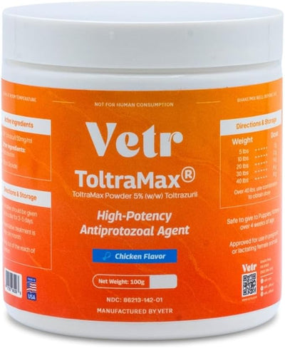 Vetr's Toltramax Toltrazuril Powder for Horses, Dogs, Cats, 100g (5.0%, Chicken)