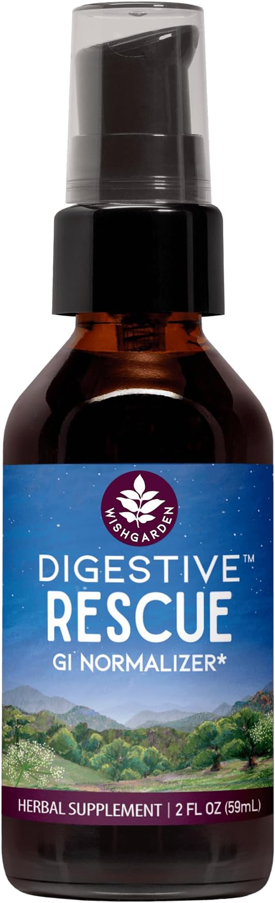WishGarden Herbs Digestive Rescue, Organic Herbal Tincture, Ginger Fennel Peppermint, Soothes Bloating Gas Nausea, Stomach Relief Liquid Drops, 2 oz