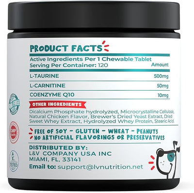 Taurine Supplement for Dog – with CoQ10, Taurine and L-Carnitine for Dogs