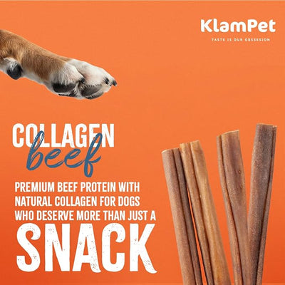 Collagen Sticks for Dogs – 6 Inch (15 Pack) Natural Single-Ingredient Beef Chews – Long-Lasting & Fully Digestible – Supports Dental & Joint Health
