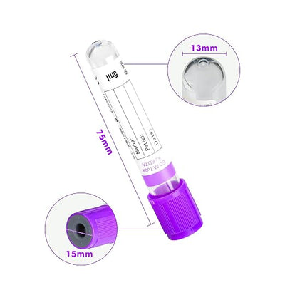 Specimen Collection Tubes 5ml Lab Vacuum EDTA K2 Tube for Pet Animals Veterinary Lab Supplies 100 Pcs Wrap Packaging