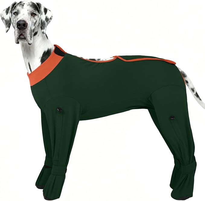 ROZKITCH Surgical Recovery Suit for Dogs with Feet Covered, Prevent Licking & Shedding Post-Surgery Bodysuit for Extra Large Giant Dogs, Cone e-Collar Alternative for Great Dane Green 5XL