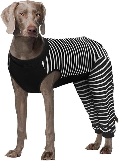 Kuoser Dog Recovery Suit with Anti Licking Rear Leg Sleeve, Black 2XL | Abdominal Dog Surgical Suit with Pants Cover Protect Wounds, Dogs Elbow Protector Soft Pet Surgery Onesie Cone Alternative