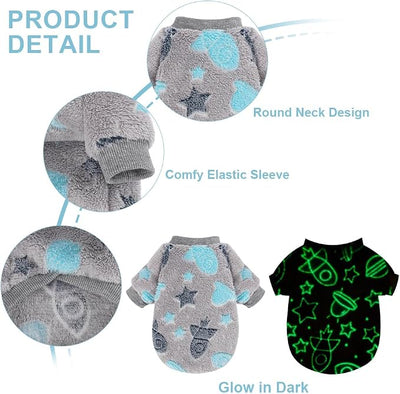 Dog Sweater Glow in The Dark Girl Pink Small Fleece Clothes Winter Soft Thickening Warm Puppy for Dogs Boy Teacup Yorkie Chihuahua (XS,Grey)