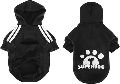 Dog Hoodie with Leash Hole, Pet Clothes Puppy Sweatshirt Dog Pullover Stylish Cat Apparel for Small Medium Dogs and Cats (Black, X-Small)