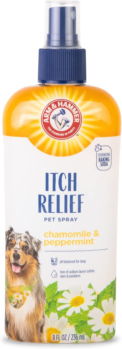 Arm & Hammer for Pets Itch Relief Spray for Dogs, Baking Soda Formula to Soothe Itchy and Irritated Skin and Hot Spots, No-Rinse Application, Chamomile and Peppermint Scent, 8 Fl Oz