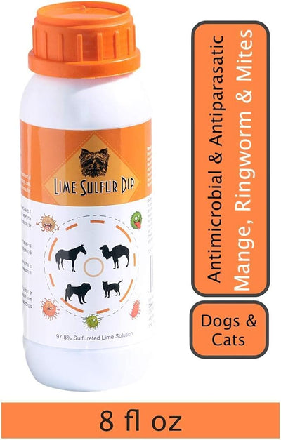 Classic's Lime Sulfur Dip (8 oz - Extra Strength Formula - Safe Solution for Dog, Cat, Puppy, Kitten, Horse