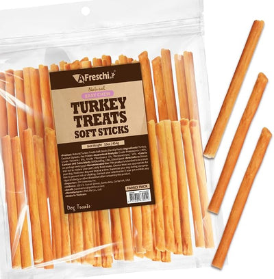 AFreschi Natural Turkey Dog Treats, Stick, 16 oz | Soft training treats, USA-sourced turkey, high-protein, easily digestible, 16 oz