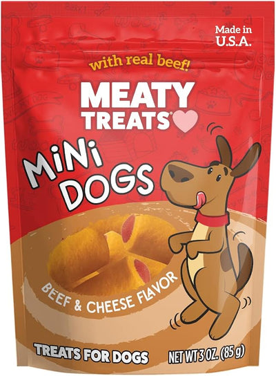 Meaty Treats Mini Dogs Beef & Cheese Flavor Soft & Chewy Dog Treats, 3-oz. (Pack of 16)