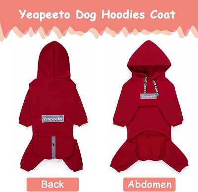 Dog Hoodies Winter Coat for Large Medium Dogs, Pullover 10 Legs Warm Coat Hooded Sweatshirt, Fleece Hoodie for Cold Weather (Red, 7X-Large)