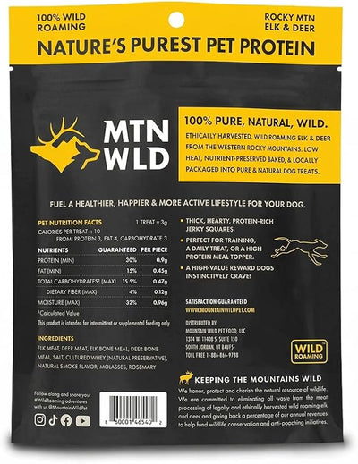 MOUNTAIN WILD Venison Jerky Training Treats for Dogs – Elk & Deer Meat Protein Dog Treat High-Value Reward – All-Natural, No Fillers, Grain-Free, No Artificial Preservatives – 8 oz (1 Pack)