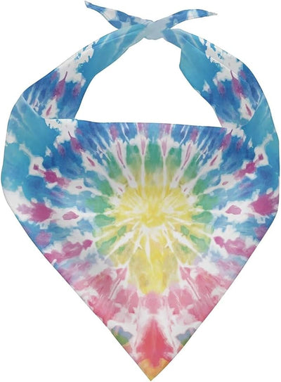 KEIAHUAN Tie-Dye Dog Bandana 1 Pack Blue Pink Bandanas Triangle Reversible Pet Scarf Adjustable Bib Handkerchief Accessories for Small Medium Large Dogs