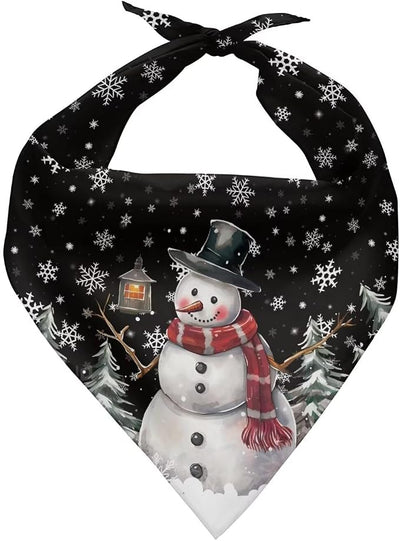 KEIAHUAN Christmas Pet Bandana Cartoon Snowman Dog Scarf Washable Adjustable Reversible Holiday Scarves Xmas Pet Accessories