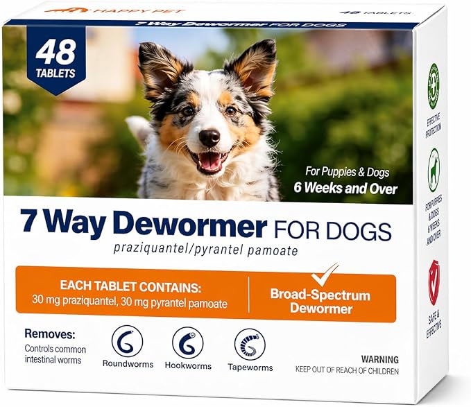 DEWORMER-Canine Tablets,pyrantel pamoate & praziquantel,48 Tablets