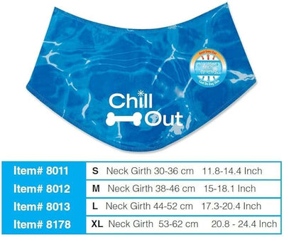 ALL FOR PAWS Dog Cooling Bandana, Cooling Bandanas for Medium Dogs, Dog Cooling Neck Wrap, Cooling Scarf for Dogs, Blue Ice Dog Neck Cooler for Summer (M)