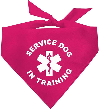 Service Dog in Training Dog Bandana | 100% Cotton Adjustable Triangle |Service Dog | Working Animal | Assistance |Hot Pink, X-Small (289)