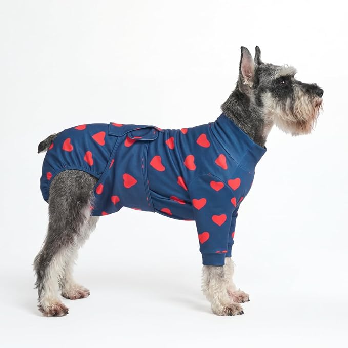 Spark Paws Dog Surgery Recovery Suit – Dog Recovery Suit After Surgery, Anti-Lick Dog Onesie, Abdominal Wound Protector, Soft Cone Alternative for Spay Neuter Male Female Pet Recovery - Hearts - M
