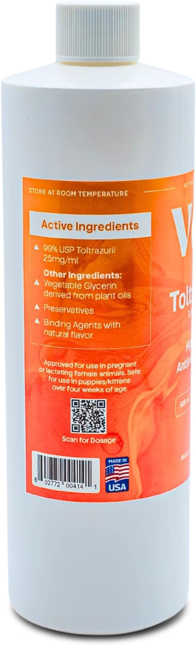 Toltrazuril 2.5% for Horses, Dogs, Cats, 500mL/16.9 Ounce, for Non-Food Chain Animals, Peanut Butter