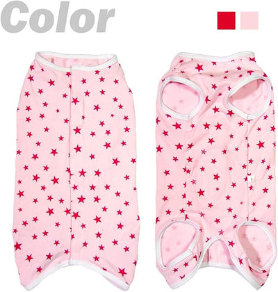 Dog’s Recovery Suit Post Surgery Shirt for Puppy, Wound Protective Clothes for Little Animals(Pink Stars-xs)