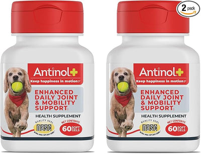 Antinol Plus, Mobility, Hip, and Joint Supplement for Dogs, Green-Lipped Mussels and Krill Oil - Dog Joint Supplement, Better and Faster Than Glucosamine and Chondroitin, 120 Soft Gels