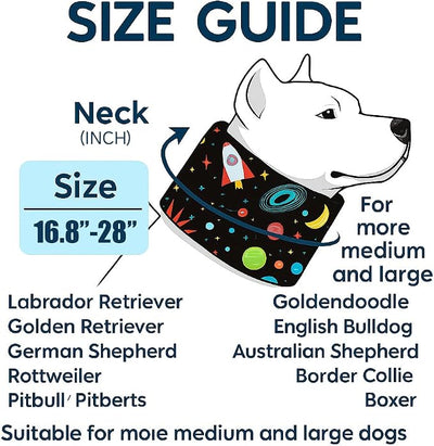 LovinPet Dog Recovery Collar, Adjustable Soft Cone for Medium & Large Dogs, Post-Surgery Comfort & Lick Prevention, Interstellar Black Print,Black